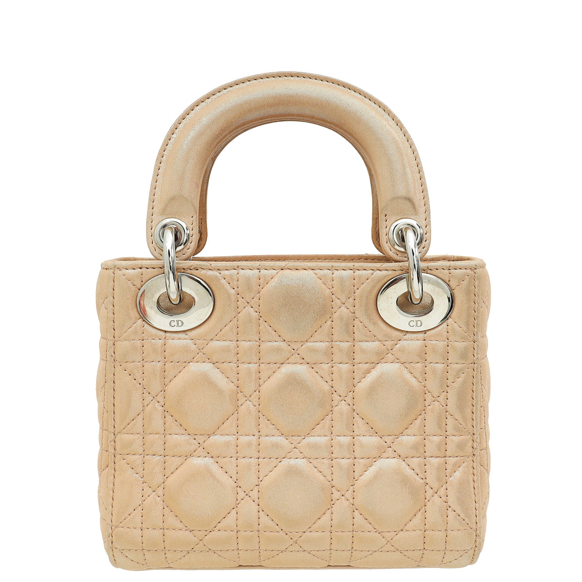 Christian Dior Metallic Nude Lady Dior Mini Shimmering Chain Bag Rovelle Bags