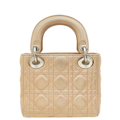Christian Dior Metallic Nude Lady Dior Mini Shimmering Chain Bag Rovelle Bags