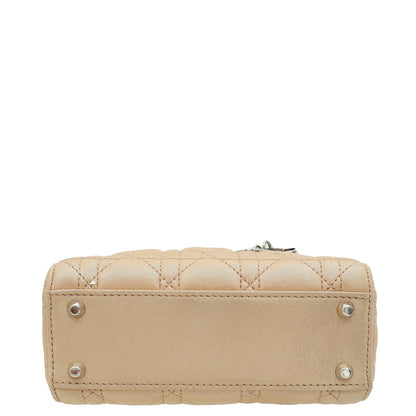 Christian Dior Metallic Nude Lady Dior Mini Shimmering Chain Bag Rovelle Bags