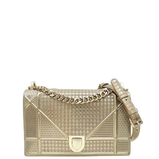 Christian Dior Champaign Diorama Microcannage Medium Bag Rovelle Bags