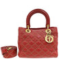 Christian Dior Red Lady Dior Studded Supple Medium Bag Rovelle Bags