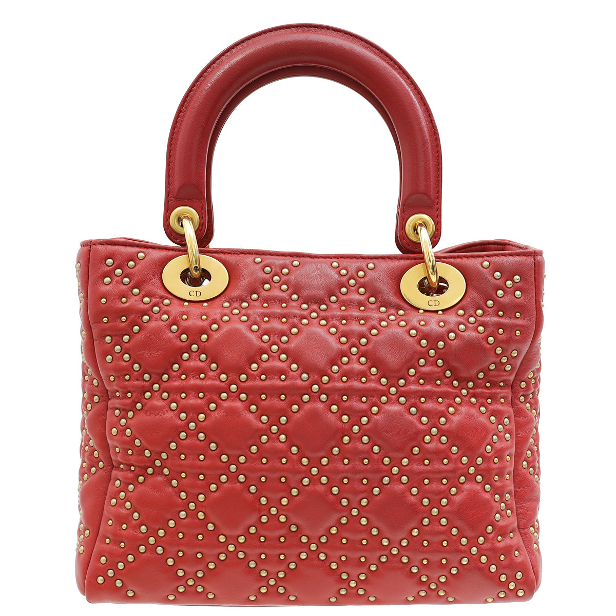 Christian Dior Red Lady Dior Studded Supple Medium Bag Rovelle Bags