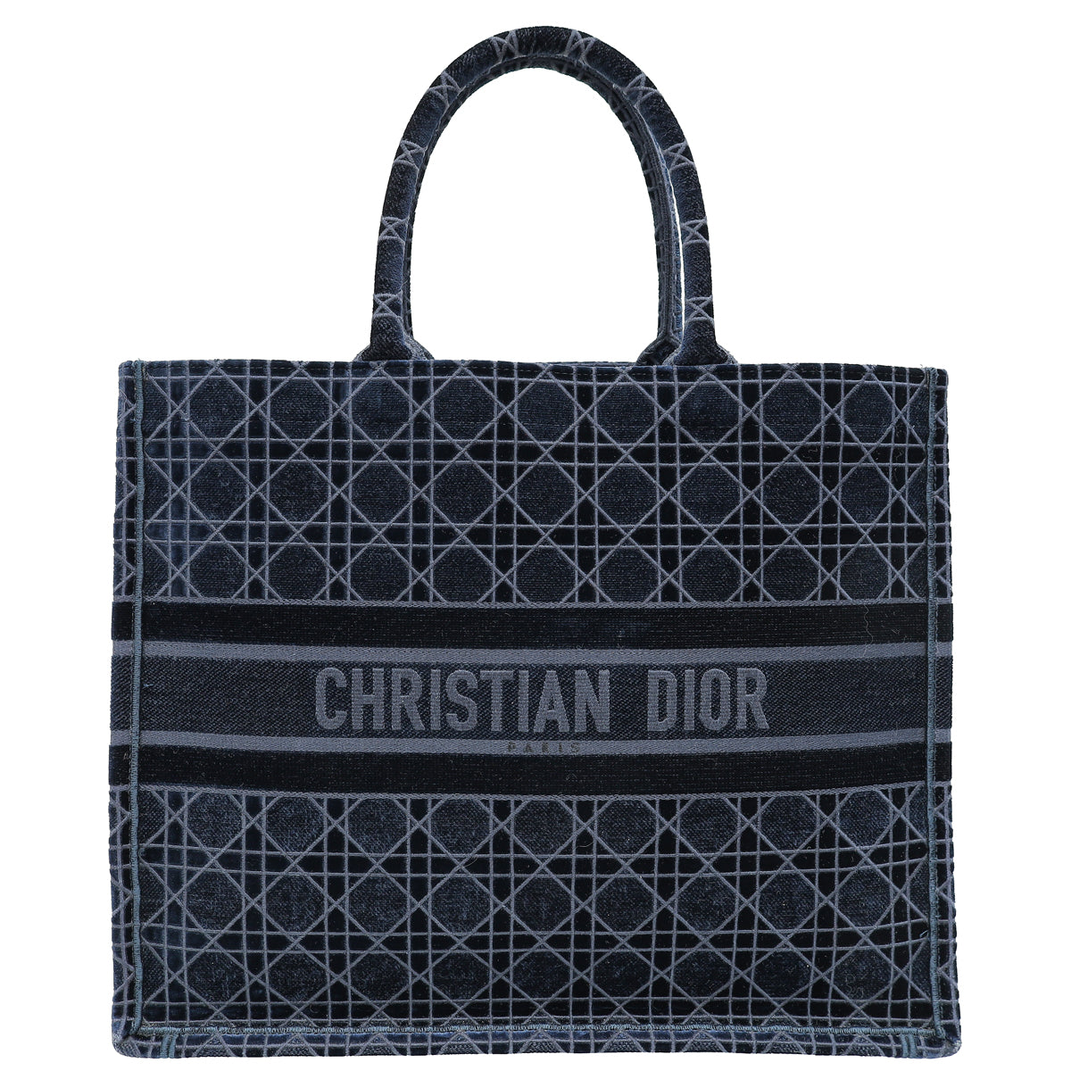 Christian Dior Bicolor Velvet Cannage Book Tote Large Bag Rovelle Bags