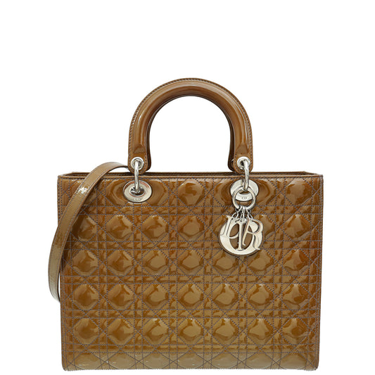 Christian Dior Golden Brown Lady Dior Large Bag Rovelle Bags