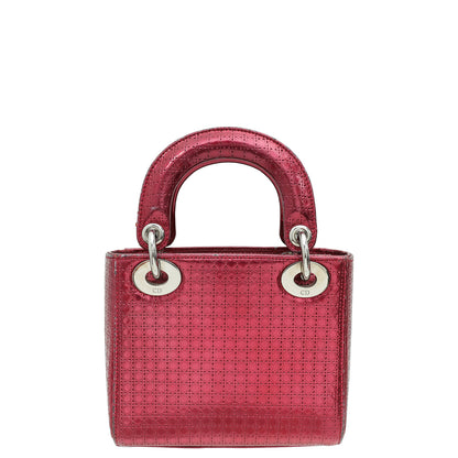Christian Dior Metallic Fuchsia Lady Dior Microcannage Mini Strap Bag Rovelle Bags