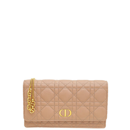 Christian Dior Rose Des Vents Caro Pouch With Chain Rovelle Bags