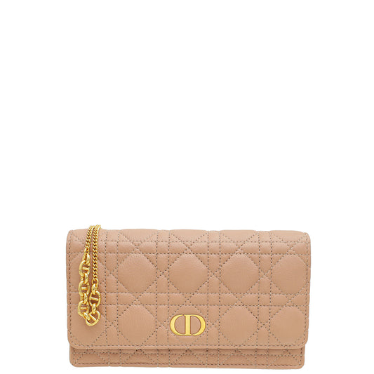 Christian Dior Rose Des Vents Caro Pouch With Chain Rovelle Bags