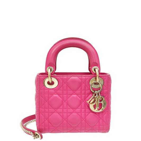 Christian Dior Fuchsia Mini Lady Dior Chain Bag Rovelle Bags