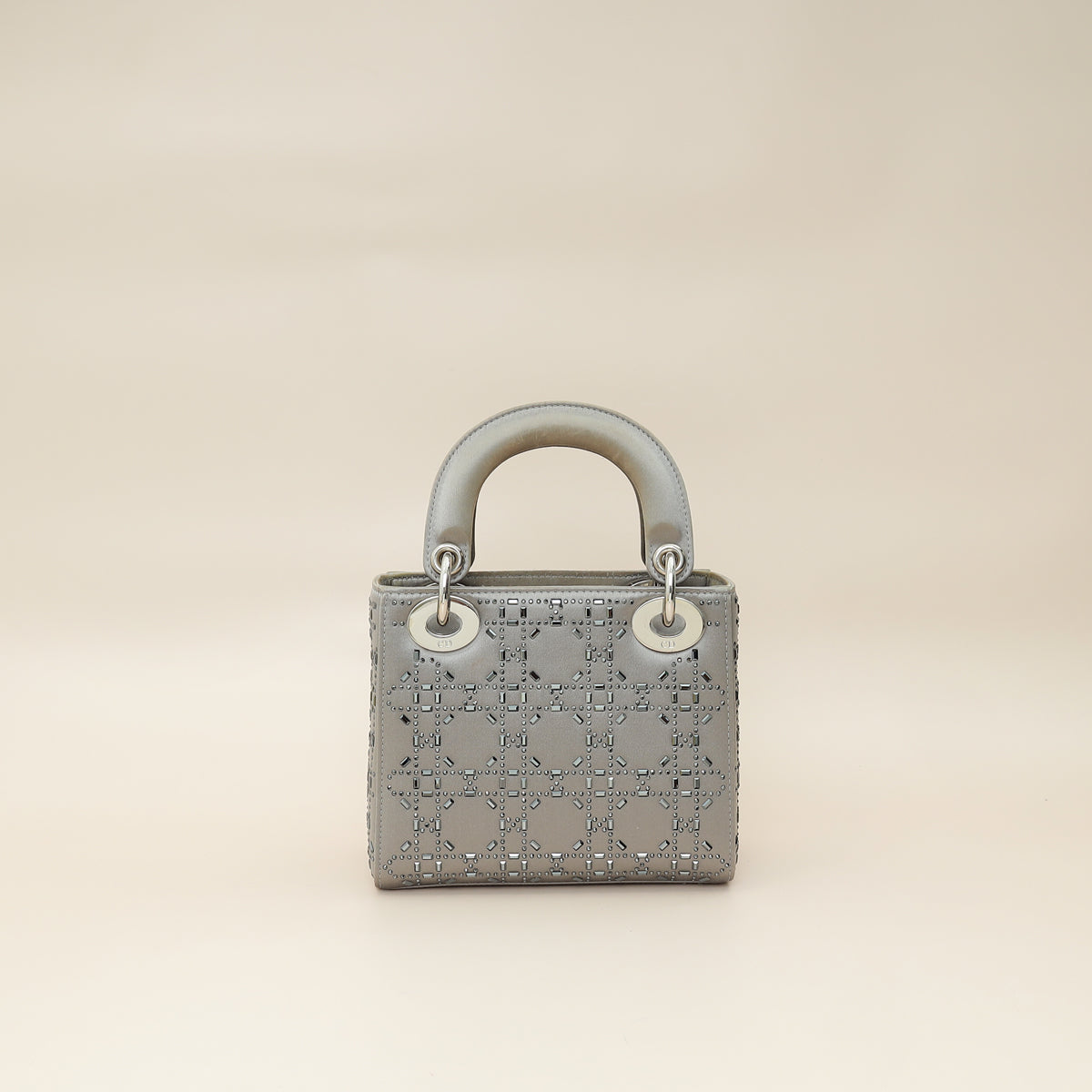 Christian Dior Grey Lady Dior Cannage Satin Strass Mini Bag Rovelle Bags
