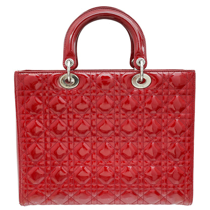 Christian Dior Cherry Red Lady Dior Large Bag Rovelle Bags