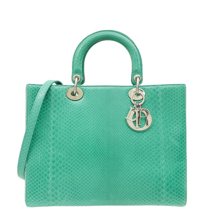 Christian Dior Green Snakeskin Lady Dior Large Bag Rovelle Bags