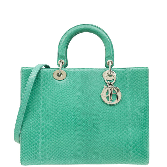 Christian Dior Green Snakeskin Lady Dior Large Bag Rovelle Bags