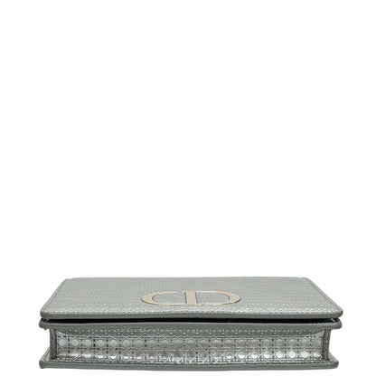 Christian Dior Silver 30 Montaigne Micro Cannage 2 In 1 Pouch Rovelle Bags