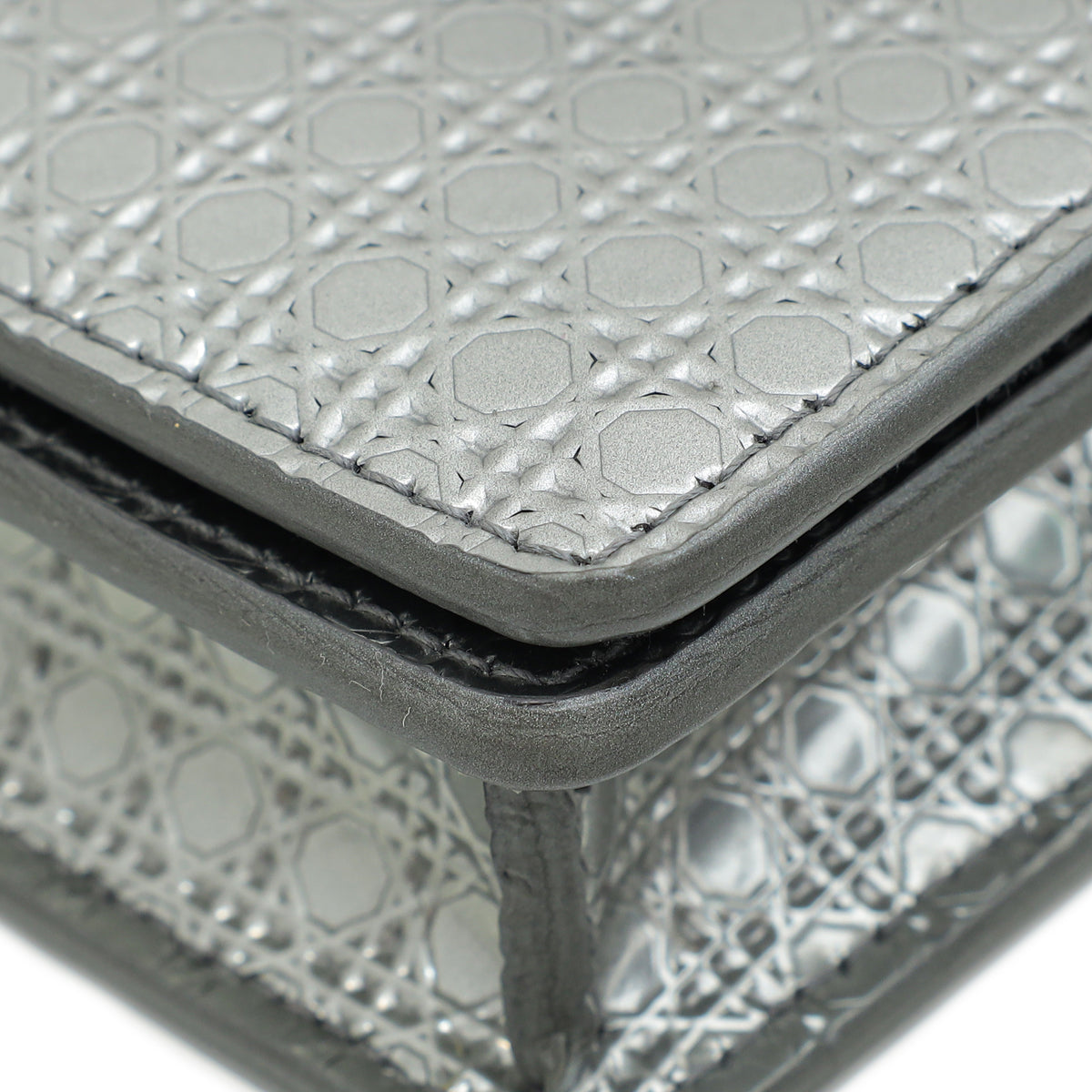 Christian Dior Silver 30 Montaigne Micro Cannage 2 In 1 Pouch Rovelle Bags