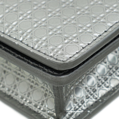 Christian Dior Silver 30 Montaigne Micro Cannage 2 In 1 Pouch Rovelle Bags