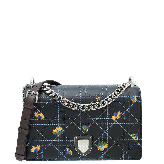 Christian Dior Bicolor Diorama Embroidered Stitched Medium Bag Rovelle Bags
