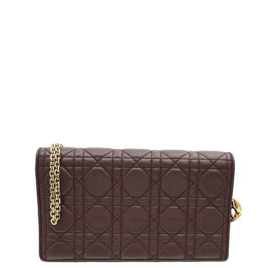 Christian Dior Burgundy Lady Dior Chain Pouch Rovelle Bags