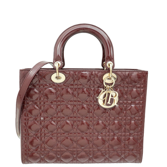 Christian Dior Burgundy Lady Dior Large Bag Rovelle Bags