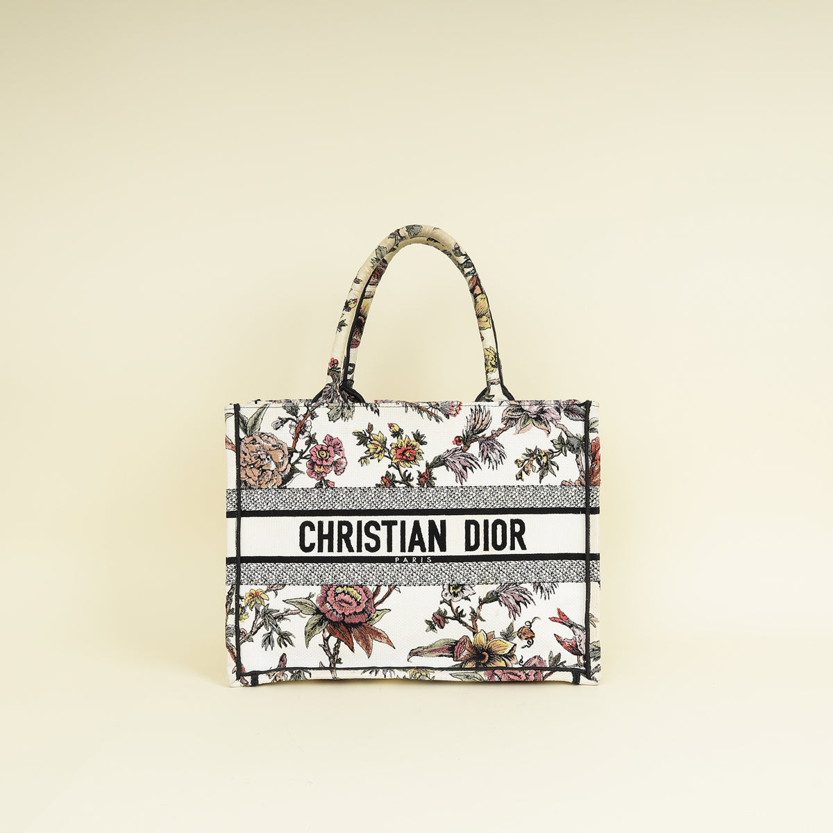 Christian Dior White Multicolor Jardin Botanique Embroidery Book Tote Medium Bag Rovelle Bags