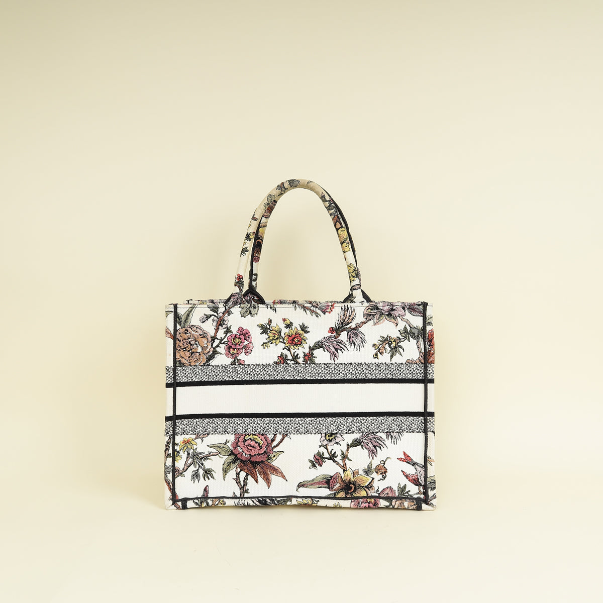 Christian Dior White Multicolor Jardin Botanique Embroidery Book Tote Medium Bag Rovelle Bags