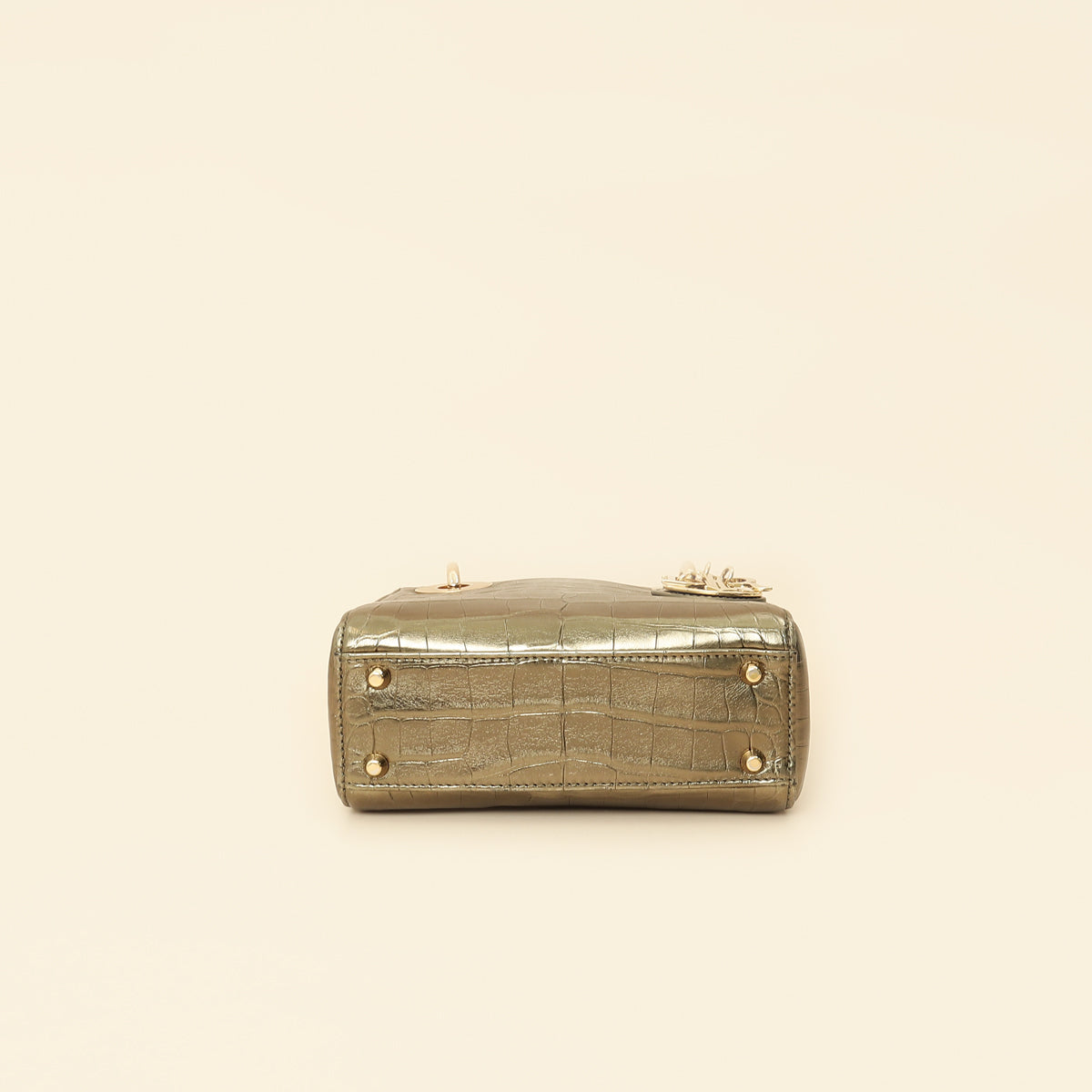 Christian Dior Metallic Olive Lady Dior Alligator Mini Chain Bag Rovelle Bags