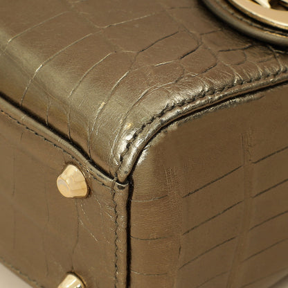 Christian Dior Metallic Olive Lady Dior Alligator Mini Chain Bag Rovelle Bags