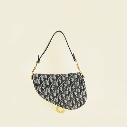 Christian Dior Navy Oblique Saddle Medium Bag Rovelle Bags