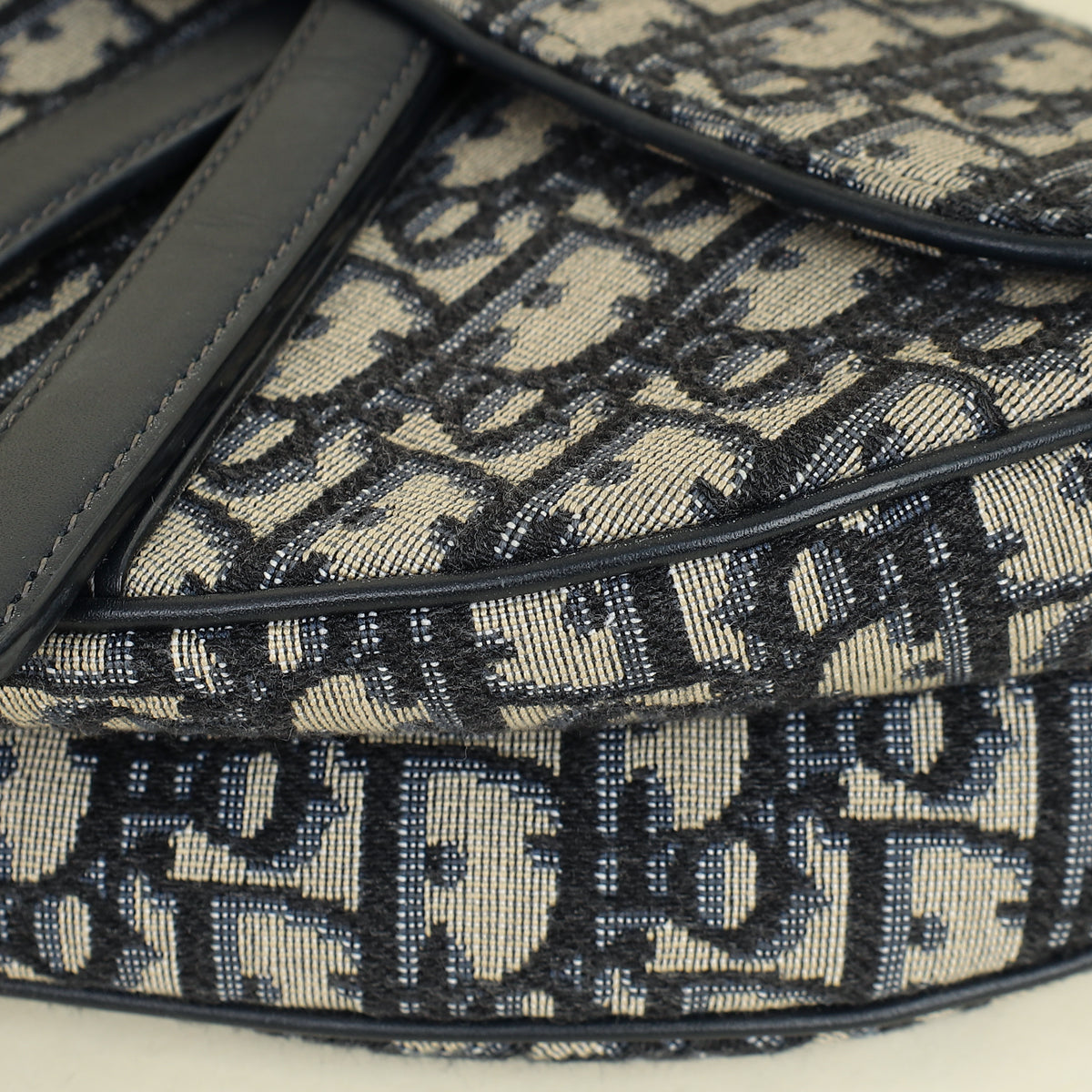 Christian Dior Navy Oblique Saddle Medium Bag Rovelle Bags