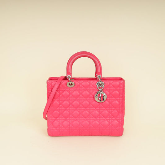 Christian Dior Pink Cannage Lady Dior Large Bag Rovelle Bags