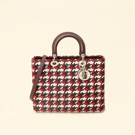 Christian Dior Multicolor Woven Lady Dior Large Bag Rovelle Bags