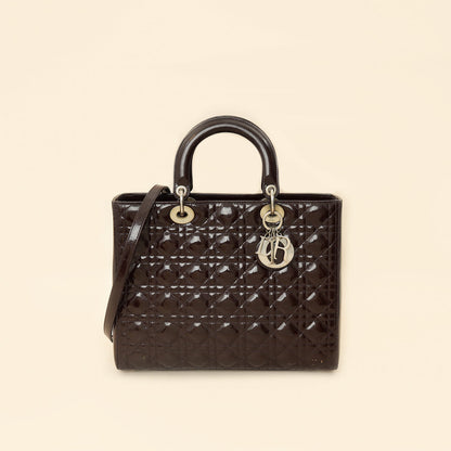 Christian Dior Chocolate Lady Dior Large Bag Rovelle Bags