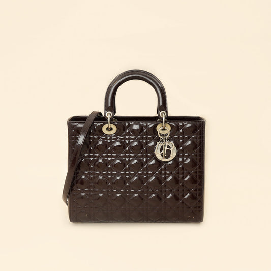 Christian Dior Chocolate Lady Dior Large Bag Rovelle Bags