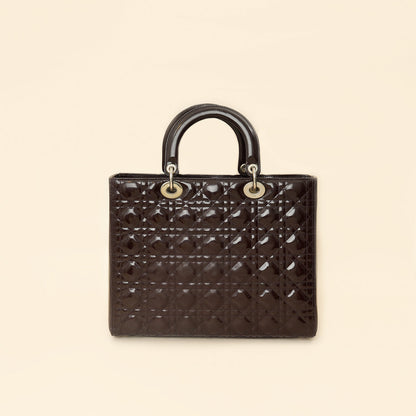 Christian Dior Chocolate Lady Dior Large Bag Rovelle Bags