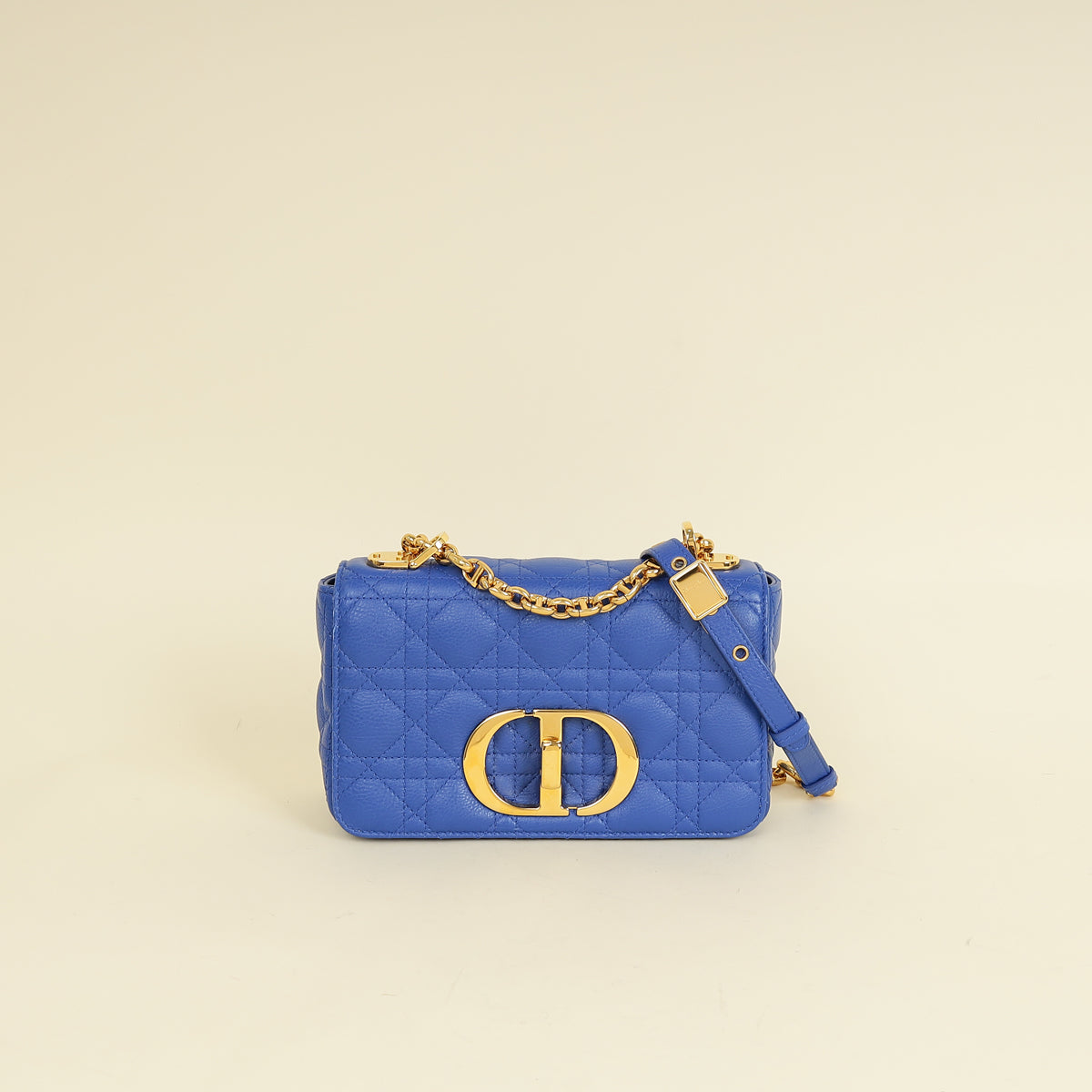 Christian Dior Royal Blue Caro Cannage Flap Small Bag Rovelle Bags