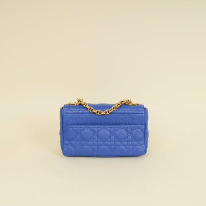 Christian Dior Royal Blue Caro Cannage Flap Small Bag Rovelle Bags