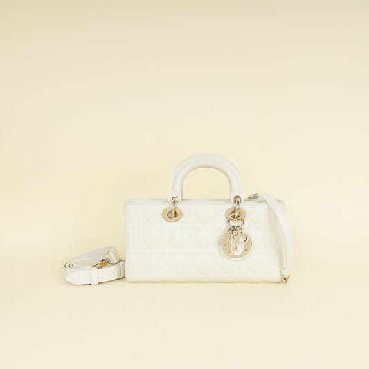 Christian Dior Latte White Lady D-Joy Cannage Medium Bag Rovelle Bags