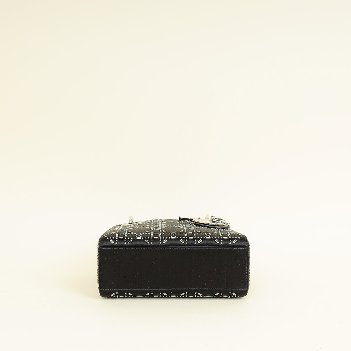 Christian Dior Black Satin Strass Cannage Mini Lady Dior Bag Rovelle Bags