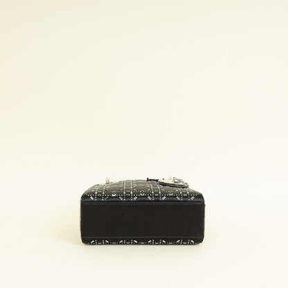 Christian Dior Black Satin Strass Cannage Mini Lady Dior Bag Rovelle Bags
