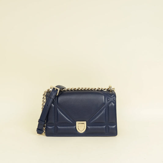 Christian Dior Navy Blue Diorama Small Flap Bag Rovelle Bags