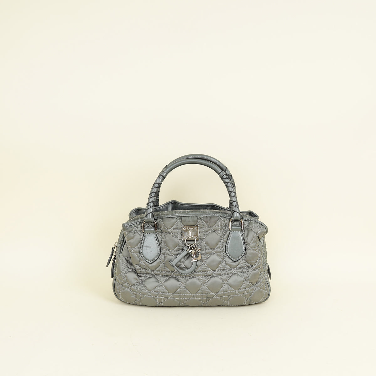Christian Dior Grey Cannage Quilted Lady Boston Bag Rovelle Bags