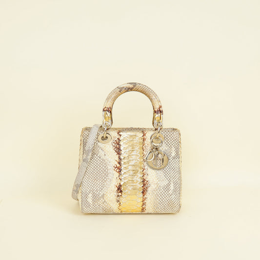 Christian Dior Bicolor Python Lady Dior Medium Bag Rovelle Bags