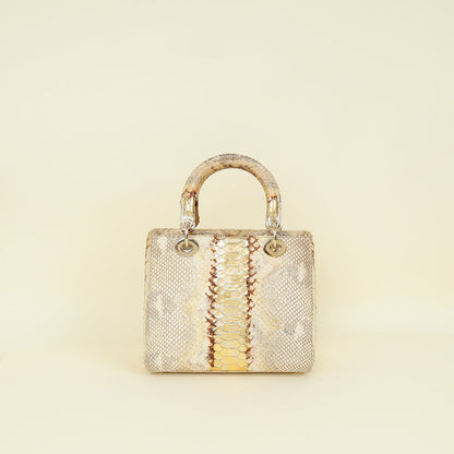 Christian Dior Bicolor Python Lady Dior Medium Bag Rovelle Bags