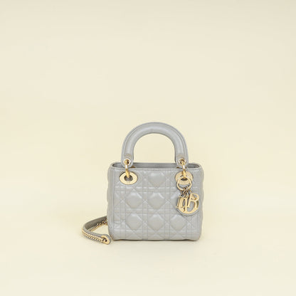 Christian Dior Grey Lady Dior Mini Chain Bag Rovelle Bags