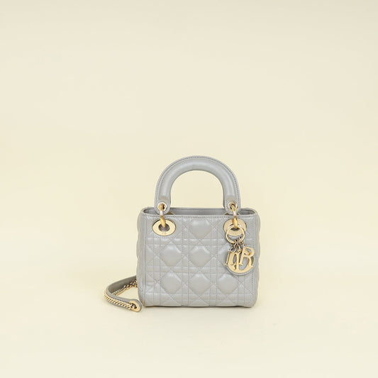Christian Dior Grey Lady Dior Mini Chain Bag Rovelle Bags
