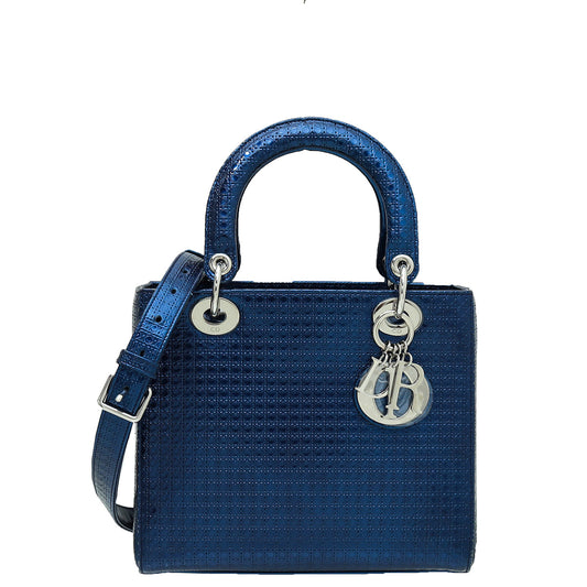 Christian Dior Blue Lady Dior Micro Cannage Medium Bag Rovelle Bags