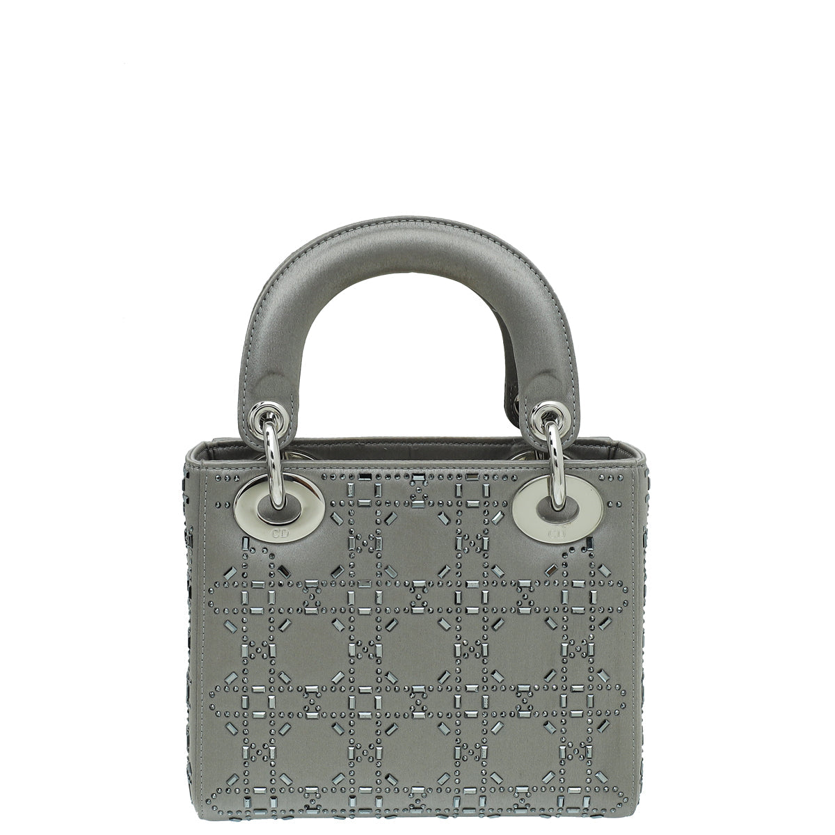 Christian Dior Grey Satin Lady Dior Strass Cannage Mini Bag Rovelle Bags