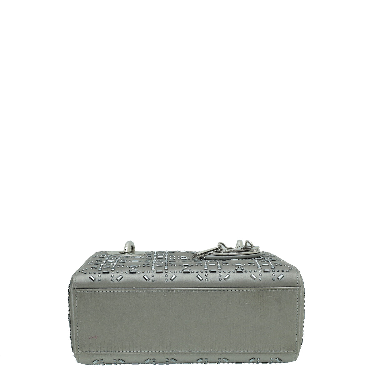 Christian Dior Grey Satin Lady Dior Strass Cannage Mini Bag Rovelle Bags