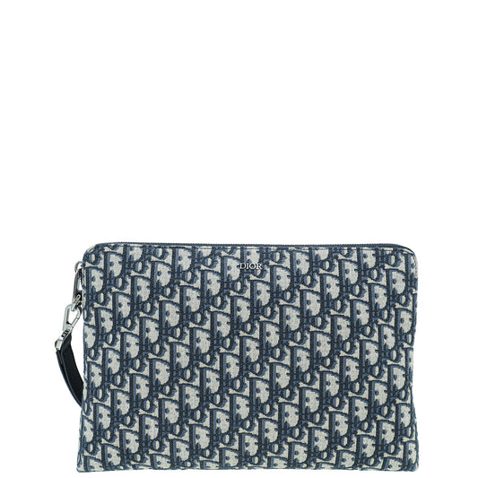 Christian Dior Navy Blue Oblique Pouch Rovelle Bags
