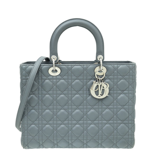Christian Dior Dark Gray Lady Dior Large Bag Rovelle Bags