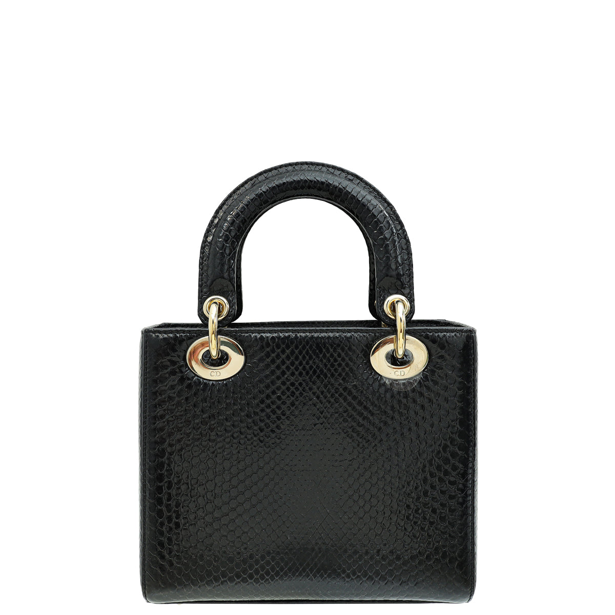 Christian Dior Black Shiny Snakeskin Lady Dior Small Bag Rovelle Bags